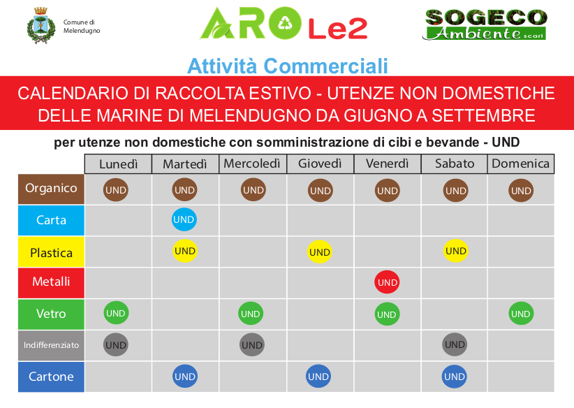 Calendario Marine Non Domestiche di Melendugno